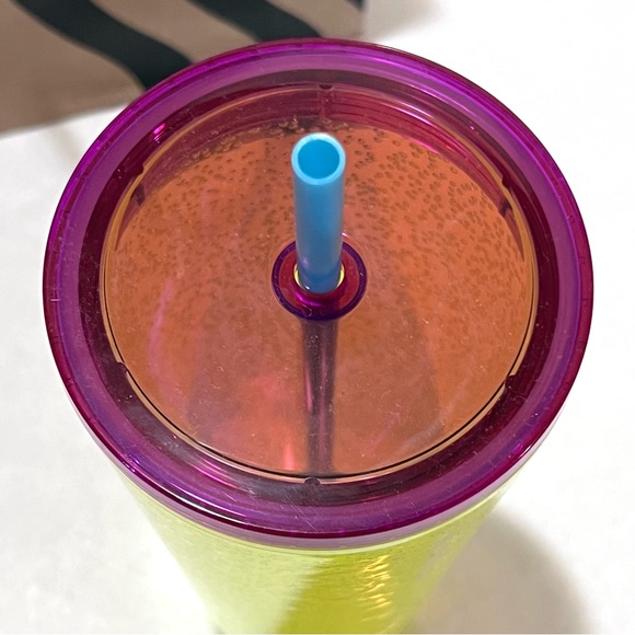 Starbucks Neon Yellow Bubble Cold Cup Tumbler with Straw 24oz Yellow/Purple/Blue - Picture 8 of 10